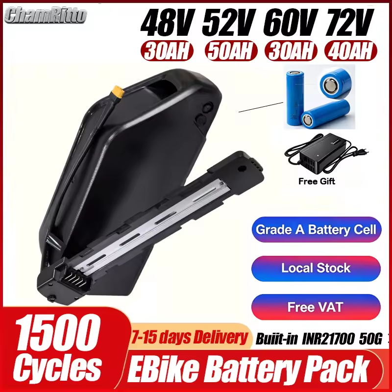 Ebike Battery 48V 20Ah Hailong - Batterie Cham 52v 48v 72v 50ah